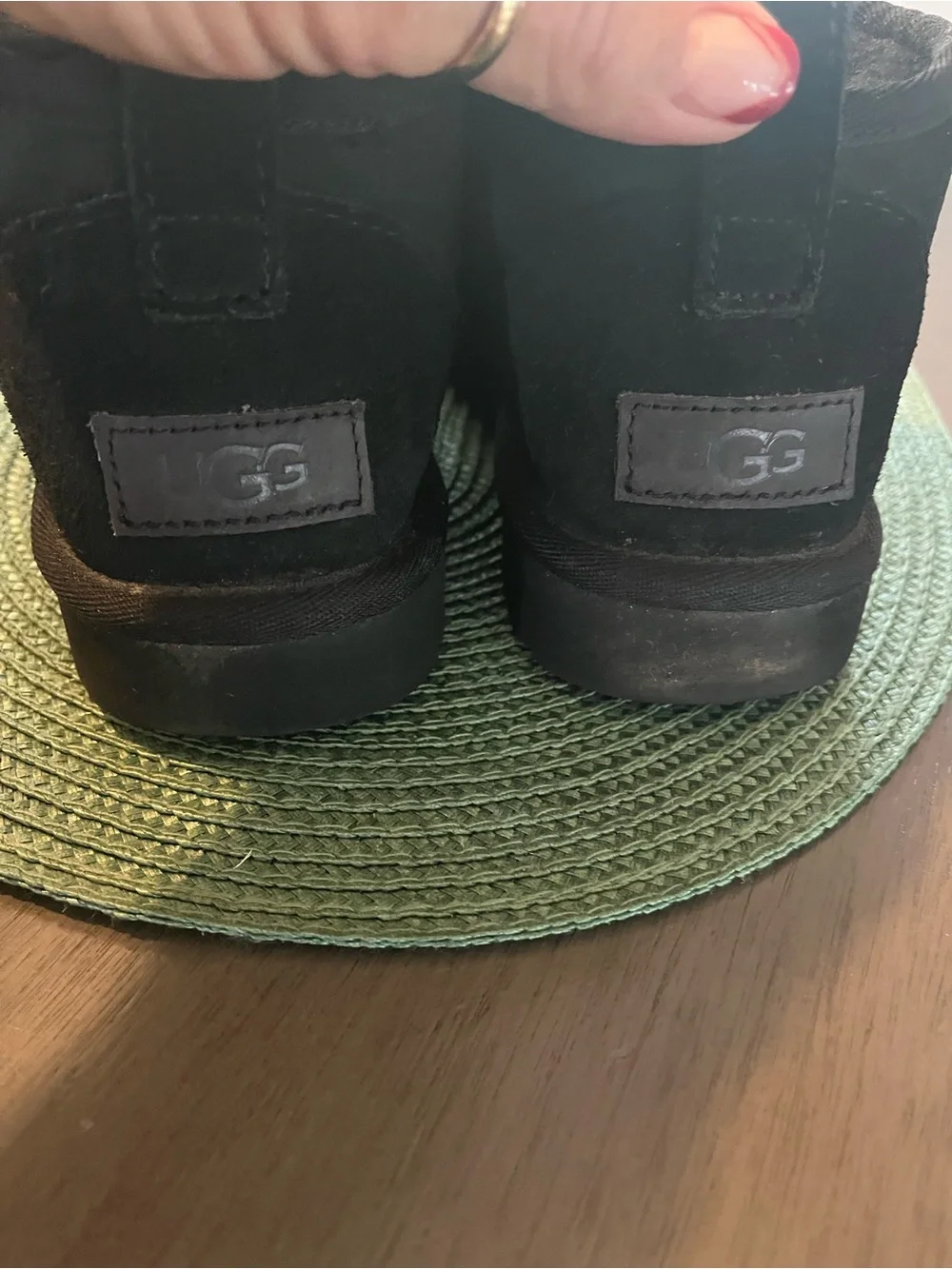 UGG CLASSIC ULTRA MINI BLACK SUEDE FUR COMFORT WOMEN'S BOOTS SIZE US 6